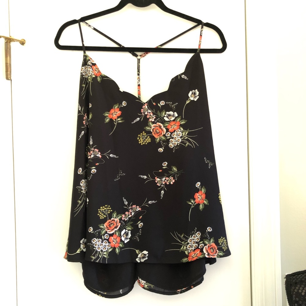 Nine Britton tank top black floral size XXL
